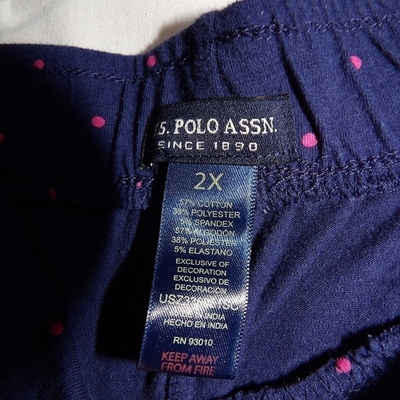 U.s. Polo Assn Women's Polo Shorts 2X Blue Polka Dot Pockets - Picture 3 of 8